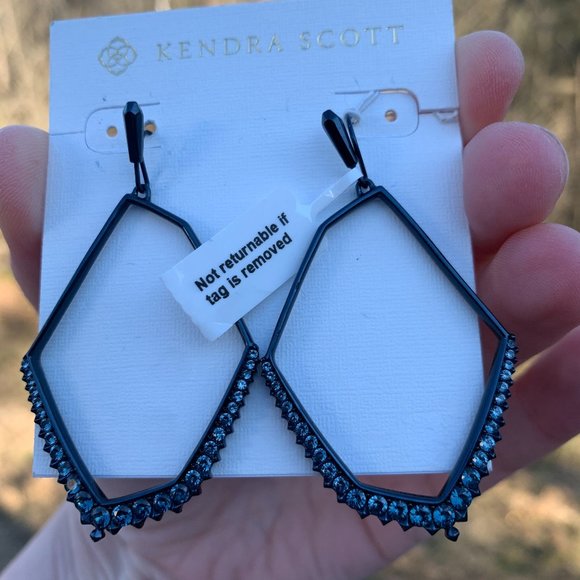 KENDRA SCOTT • Nell Navy Gunmetal Statement Earrings - Picture 2 of 9